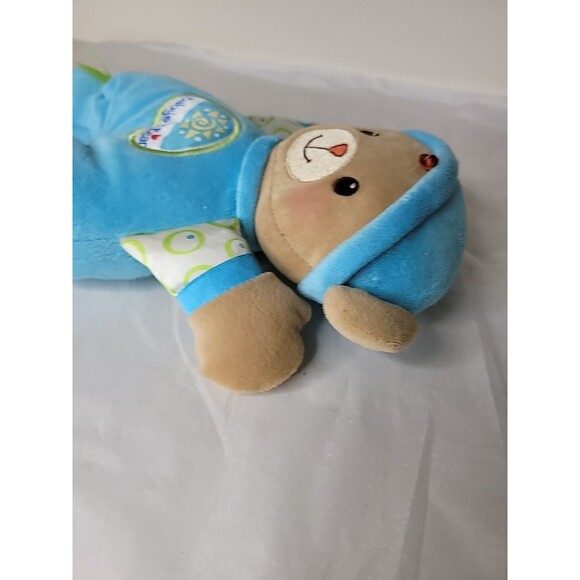Fisher Price Baby's 1st First Teddy Bear 11" Blue Lovey Plush Toy Boy Rattle - Picture 15 of 16